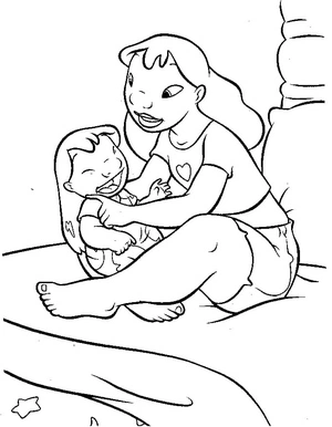 Página para Colorir Lilo e sua irmã, Nani