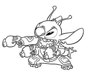 Página para Colorir Stitch com seus blasters