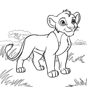 Página para Colorir O Rei Leão Animado