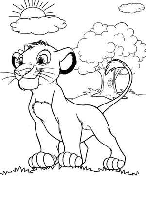 Página para Colorir Feliz Pequeno Simba