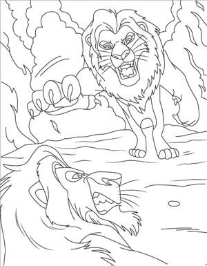 Página para Colorir O Rei Leão Confronto: Mufasa versus Scar