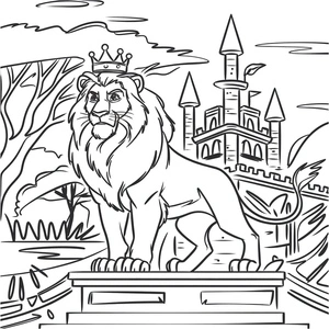 Página para Colorir Monarca Leão Majestoso