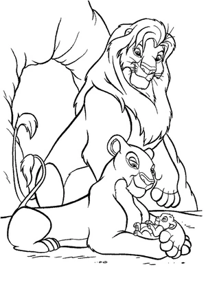 Página para Colorir Família do Mufasa