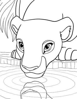 Página para Colorir Nala Bebendo Água