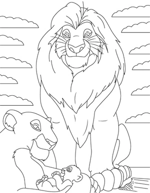 Página para Colorir Simba e sua Família
