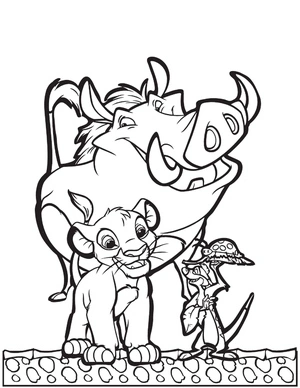 Página para Colorir Simba e Seus Amiguinhos