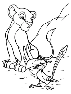 Página para Colorir Página para colorir Simba e Zazu de O Rei Leão