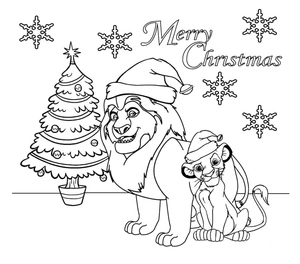 Página para Colorir Página de Colorir de Natal Inspirada em O Rei Leão da Disney