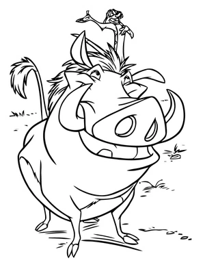 Página para Colorir Timon e Pumbaa de O Rei Leão