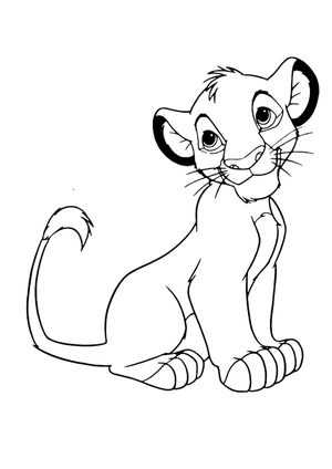 Página para Colorir Simba Pequeno Relaxando