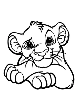 Página para Colorir Pequeno Simba Descansando