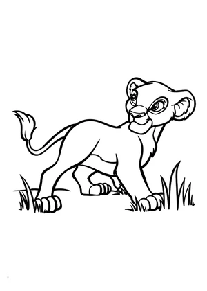 Página para Colorir Pequeno Simba Passeando