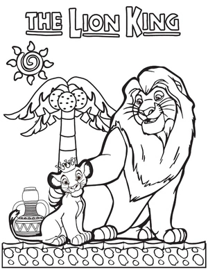 Página para Colorir Jovem Simba e Mufasa