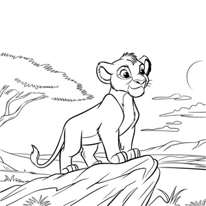 Página para Colorir Jovem Simba de O Rei Leão
