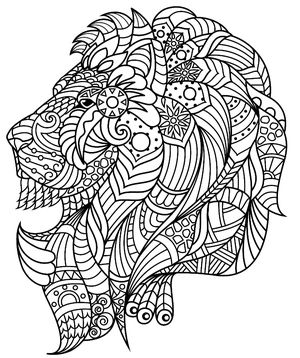 Página para Colorir Mandala Dinâmica do Leão