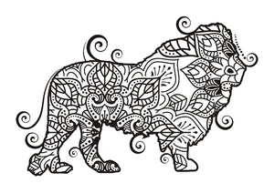 Página para Colorir Mandala Leão Amigável