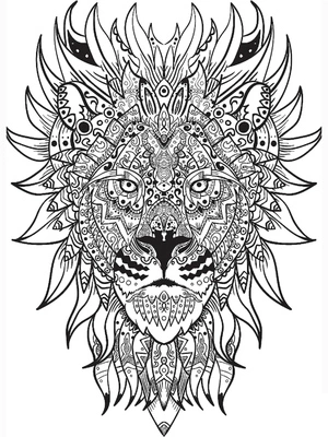 Página para Colorir Mandala Incrível do Leão