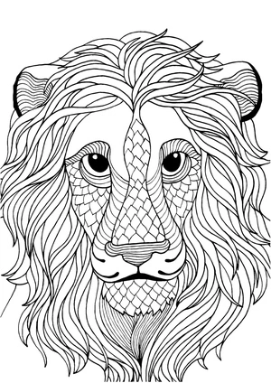 Página para Colorir Mandala de Leão Perfeita
