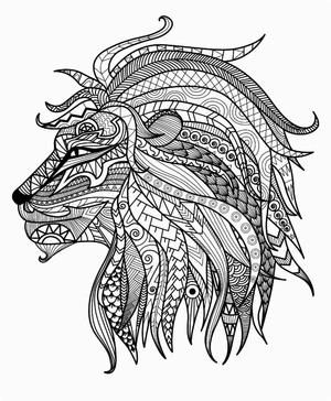 Página para Colorir Mandala de Rosto de Leão Majestoso