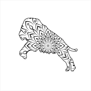 Página para Colorir Mandala Majestosa do Leão Saltitante