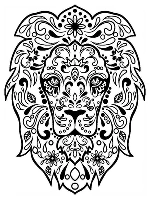 Página para Colorir Mandala de um leão gentil