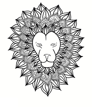 Mandala Simples de Cabeça de Leão