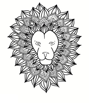 Página para Colorir Mandala Simples de Cabeça de Leão