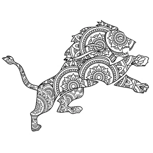 Página para Colorir Mandala Salto Simples do Leão