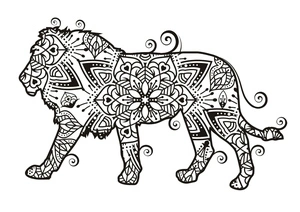 Página para Colorir Mandala de Leão Andante