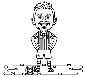 Página para Colorir Pequeno Messi Engraçado