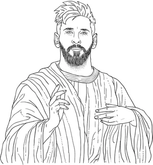 Página para Colorir Lionel Messi em uma Túnica Divina