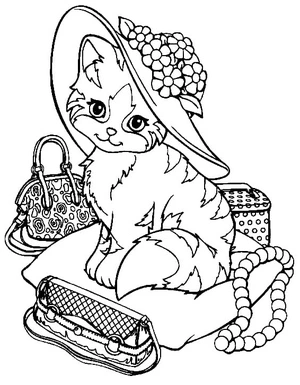 Página para Colorir Gatinho Adorável por Lisa Frank