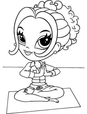 Página para Colorir Yoga com Lisa Frank