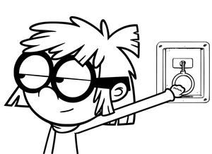 Lisa Loud acionando alavanca, fácil página para colorir Lisa Loud, imprimível grátis