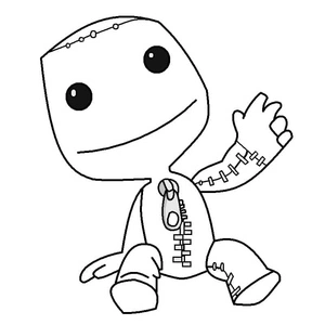 Página para Colorir Personagem Adorável Sackboy do jogo LittleBigPlanet