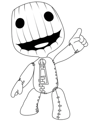 Página para Colorir Sackboy Amigável