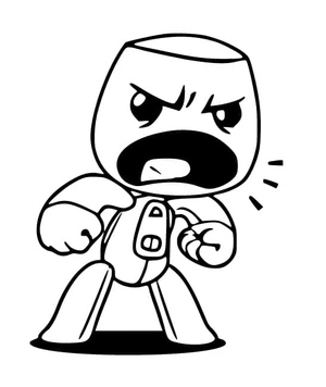 Página para Colorir Sackboy Furioso
