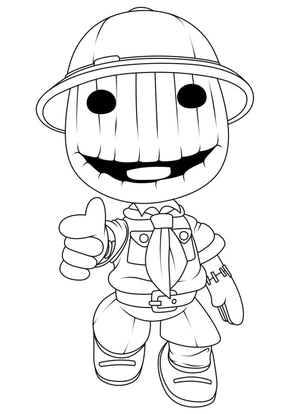 Página para Colorir Sackboy Alegre