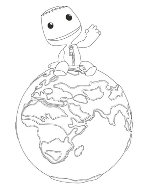 Página para Colorir Sackboy no mundo de Little Big Planet