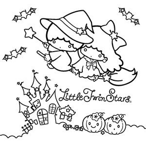 Little Twin Stars com tema de Halloween