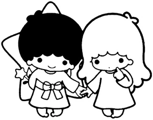 Página para Colorir Kiki e Lala em Little Twin Stars
