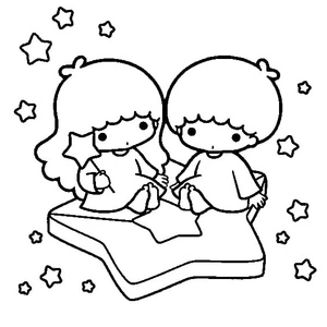 Página para Colorir Lala e Kiki de Little Twin Stars