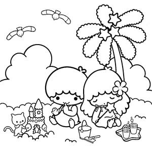 Página para Colorir Páginas para colorir dos adoráveis Little Twin Stars