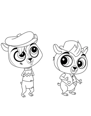 Página para Colorir Dodger e Twist de Littlest Pet Shop