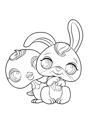 Coelho e amigo, fácil Littlest Pet Shop coloring page, free printable