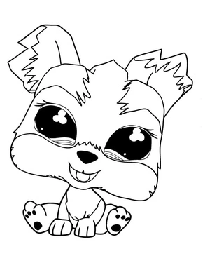 Filhote sorridente, fácil Littlest Pet Shop coloring page, free printable
