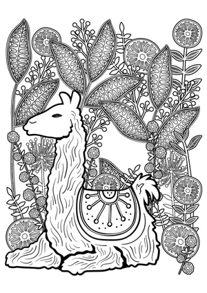 Página para Colorir Relaxamento com Lhama