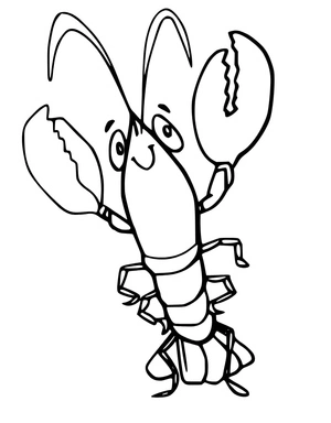 Página para Colorir Desenho Animado de Lagosta Feliz