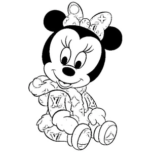 Página para Colorir Minnie Mouse bebê com Louis Vuitton