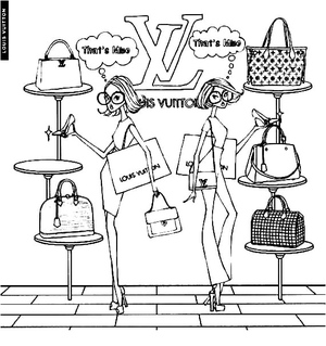 Página para colorir temática Louis Vuitton disponível gratuitamente